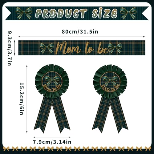 Blue Green Tartan Plaid Mom to Be Sash Baby Shower Dad to Be for Bear Themed Baby Shower Party Gender Reveals Party Favors Decorations for Boys and Girls Pregnancy Props Keepsake Gifts - style: Blue and Green Plaid