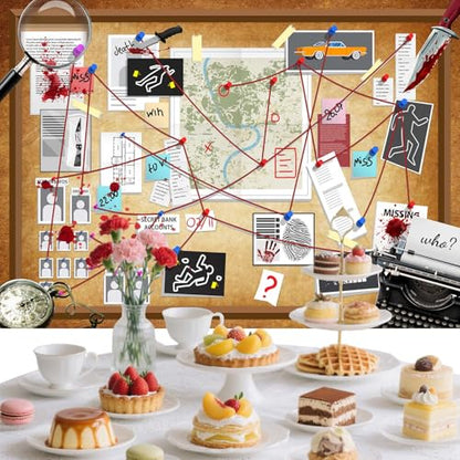 7X5FT Detective Crime Scene Backdrop Murder Mystery Top Secret Agent Spy Evidence Photo Backdrop Photography Background Kids Party Decorations Background Photo Booth Studio Props - size: 7X5FT