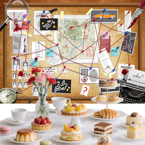 8X6FT Crime Scene Decorations Backdrop Murder Mystery Party Photo Backdrop Detective Photography Background Halloween Spy Party Decorations Background Board Banner Photo Booth Prop Wall Decor - size: 8X6FT