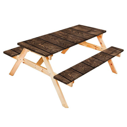 Dark Wood Texture Background Old Panels Picnic Table Cover with Bench Covers Outdoor Patio Camping Essentials Waterproof Camping Fitted Tablecloth Gift for Camping and Hiking Lovers - color: Wooden Texture18