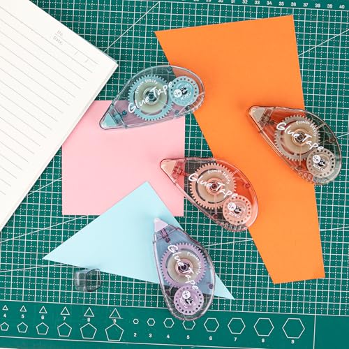 XUXU 12 Pack Glue Tape Scrapbooking Tape Adhesive Dots Tape Double Sided Tape Dispenser Runner for Crafts and Arts Projects Photo-Safe - color: blue+pink+purple+brown