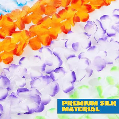 JOYIN Toy 12 Counts Hawaiian Leis Bulk, Tropical Flower Lei Hawaiian Lei Beach Hawaii Luau Party Favors Decoration Birthday Party Supplies