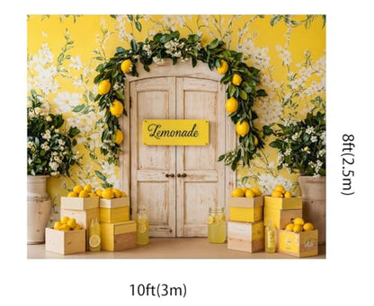 Kate 10x8ft Fresh Lemon Shop Backdrops for Photography Retro Wood Door Lemonade Party Background Baby Gilrs Portrait Photo Studio Backdrop - size: 10x8ft