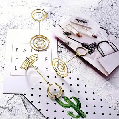 TecUnite 24 Pieces 3.35 Inch Table Number Holder Place Card Photo Holder Picture Name Menu Clips Memo Cards Stand for Wedding Reception Anniversary Birthday Party Centerpieces (Gold) - color: Gold