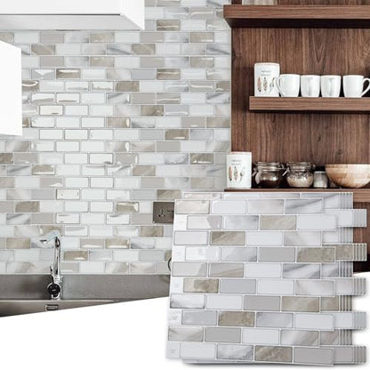 Art3d 10-Sheet Peel and Stick Backsplash Tile for Kitchen - 12”×12” Stick on Wall Tile for Kitchen Bathroom Countertop Living Room, Beige & White - color: Beige & White