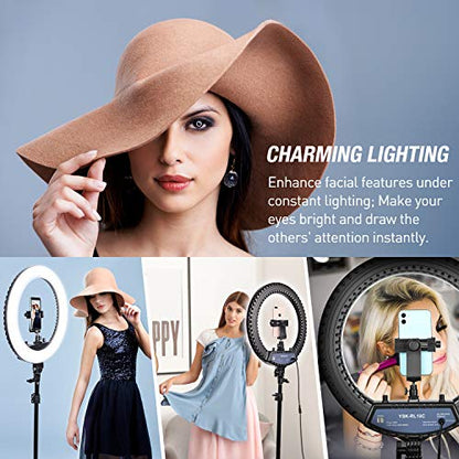 Yesker Ring Light 18 Inch with Stand Tripod Big Selfie Ringlight Adjustable 6000K Dimmable LED Portable Professional Ring Lights Kit Phone Holder for Camera Live Streaming Makeup YouTube Video TikTok - size: 18 in Led Ring Light
