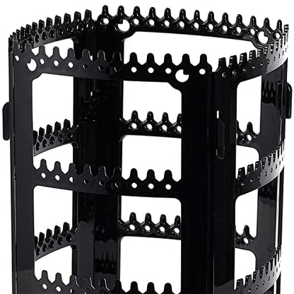Sooyee 360 Rotating Earring Holder and Jewelry Organizer, 4 Tiers Jewelry Rack Display Classic Stand, 156 Holes and 160 Grooves for Necklaces Earrings Piercings, Black - color: Black