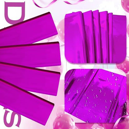 Just Shimmer 2pcs Fuchsia Red Foil Tablecloth 54 * 72 Inch Plastic Baby Shower Birthday Party Table Cloths Disposable Waterproof Table Cover for Anniversary Bridal Shower Wedding Party Supplies - color: Rose Red