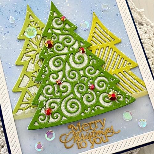 Lapoo Festivals Metal Cutting Die for Scrapbooking - Christmas Cut Stencils for DIY Scrapbook Photo Album Decorative Paper Card, Card Making Supplies, Embossing (A Christmas Tree Set 5.5 x 3.5 in) - style: A Christmas Tree Set 5.5 x 3.5 in
