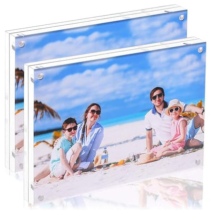 2 Pack 11x14 Acrylic Picture Frame,Clear Double Sided Magnetic Frames With Stand,Frameless Floating Frame for Artwork Poster Certificate Document - size: 11x14"-2