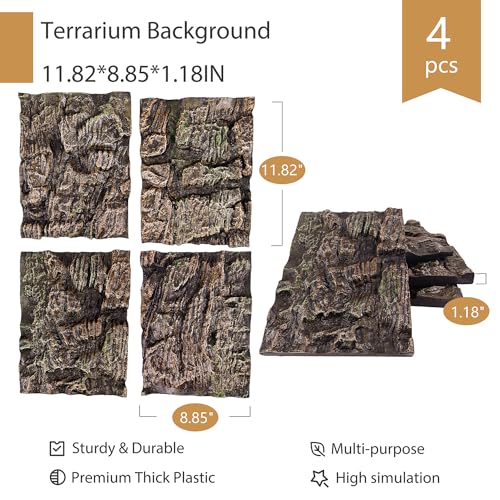 4pcs Rock Terrarium Background,3D Reptile Tank Background Board,Amphibian Stereo Backdrop Wall,Lizard Snake Gecko Spider Chameleon Turtle Fish pet silo Background Decorative Panel - color: Paleyellow 4P