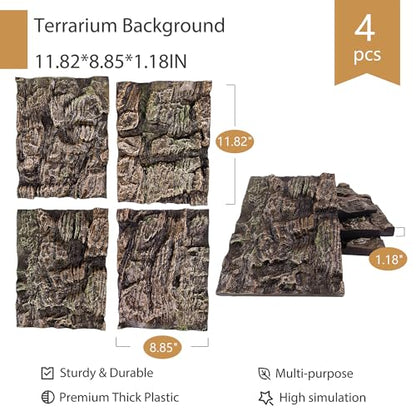 4pcs Rock Terrarium Background,3D Reptile Tank Background Board,Amphibian Stereo Backdrop Wall,Lizard Snake Gecko Spider Chameleon Turtle Fish pet silo Background Decorative Panel - color: Paleyellow 4P