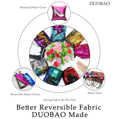 DUOBAO 36" Wide Reversible Fuchsia/Gold Sequin Fabric | Sparkling Mermaid Sequins for Crafts, Costumes, Event Backdrops | Non-Slip Backing, Premium DIY Material by The Yard - color: Fuchsia to Gold, size: 1 Yard