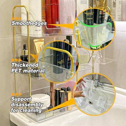 Leoenir 3-Tier Bathroom Organizer Countertop – Makeup, Perfume, and Skincare Storage Tray for Bathroom, Dresser, and Vanity