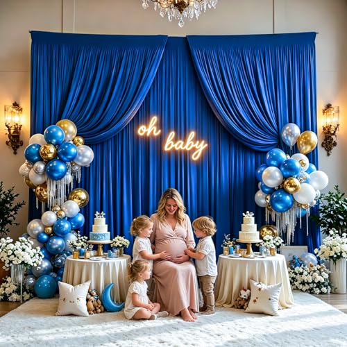 Gallety Royal Blue Backdrop Curtain for Wedding, Polyester Photo Backdrop Drapes - 40FT x 10FT Cloth Backdrop Curtain for Celebration,Stage, Social Events, Graduation,Engagement Party Decorations - color: Royal Blue, size: W5' x H10'(8 panels)