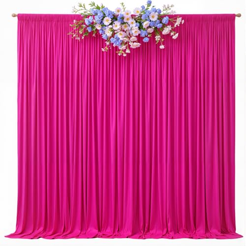 10ft x 8ft Photo Backdrop Curtains Hot Pink Wrinkle-Free Polyester Fabric Backdrop Drapes for Wedding Baby Shower Birthday Valentines Day Photography Background Decoration - color: Hot Pink, size: 5'(W) x 8'(H), 2 Panels