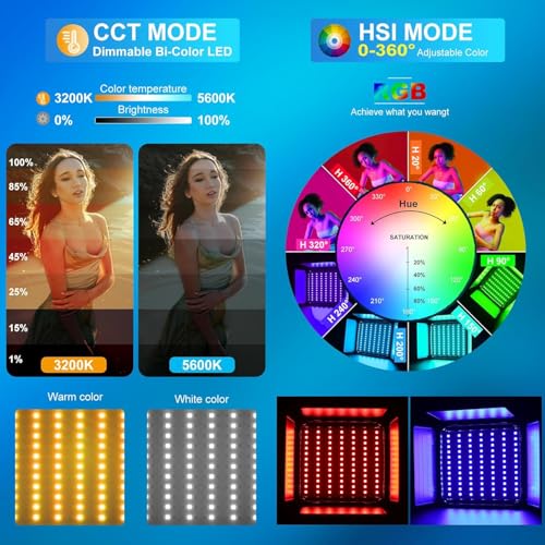 GVM RGB LED Video Lighting Kit, 800D Studio Video Lights with Panel, APP Control for YouTube Photography Lighting, , 3200K-5600K, 8 Kinds of The Scene Lights, 3 Packs - size: 3 Packs