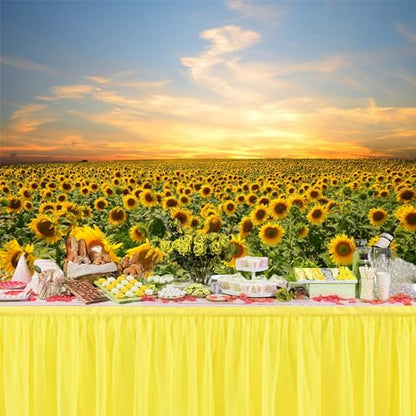 12x10ft Vinyl Sunflowers Field Backdrops for Photography Background Summer Landscape Sunset Blue Sky Outdoor Holiday Party Backdrop Children Adults Portraits Photo Studio - size: 12x10ft