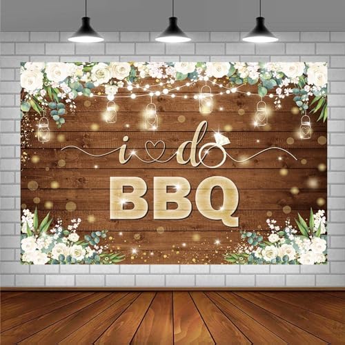 AIBIIN 6x4ft I Do BBQ Backdrop for Adults Men Women Couples Engagement Bridal Shower Boho Wedding Rustic Wooden Photography Background Baby Shower Birthday Party Decorations Banner Photo Booth Props - size: 6x4ft