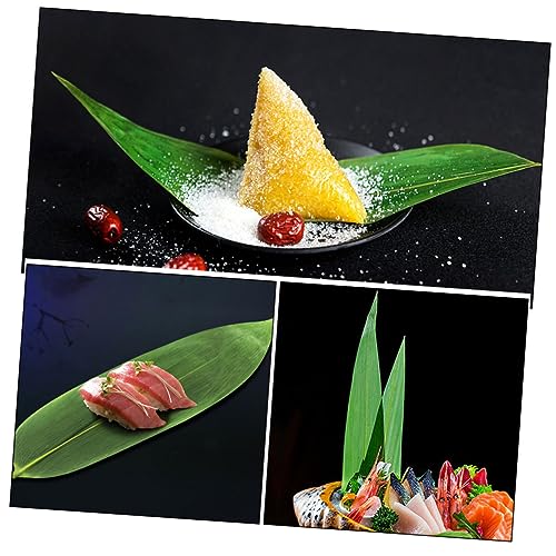 Wakauto 50Pcs Natural Leaves Sushi Decor Sashimi Plate Mats Japanese Food Leaf for Sushi Serving and Photography Large Quantity for Restaurant and Home Use