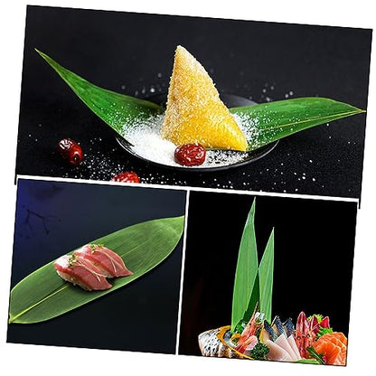 Wakauto 50Pcs Natural Leaves Sushi Decor Sashimi Plate Mats Japanese Food Leaf for Sushi Serving and Photography Large Quantity for Restaurant and Home Use