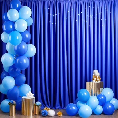8x10FT Royal Blue Backdrop Curtains for Wedding Parties, Wrinkle Free Polyester Photography Back Drop Drapes for Wedding Baby Shower Birthday Parties Stage Background Stand Decorations 4x10ft,2 Panels - color: Royal Blue, size: W4' x H10'(2 Panels)
