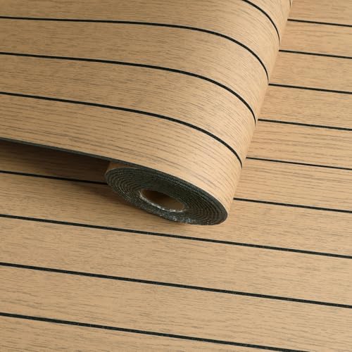 Peel and Stick PVC Slat Wall Panel Light Brown Wood Slat Foam Paneling Self-Adhesive Soundproof Wood Grain Wallpaper Vinyl Roll for Living Room TV Background Interior Wall Decor 11.8"x197"