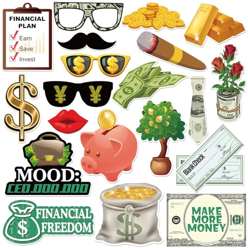 Bill Dollar Money Photo Booth Props Wedding Birthday Photoshoot Retirement Party Photography Props Favor Centerpiece Sticks Decorations 20 PCS
