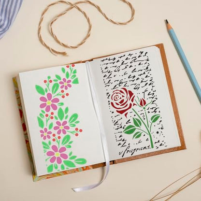 Floral Stencils for Crafts Reusable Texture Stencils Leaf Background Stencil Templates for Painting on Wood Canvas Furniture Cards Scrapbook - style: Floral