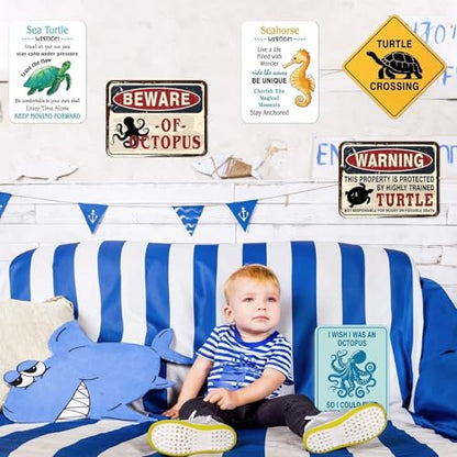 WERNNSAI Ocean Animal Party Decorations - 6 PCS Ocean Party Zone Signs Posters for Kids Under the Sea Theme Birthday Party Supplies Kids Sea Animal Wall Art Decor for Home Garden Decorations - style: Ocean