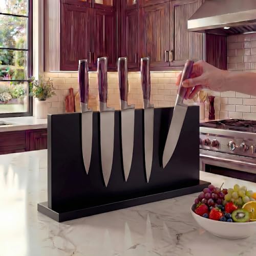 THMINS Extra Large Magnetic Knife Holder, Double-Sided Magnetic Knife Block Universal Multi-function Display Rack for Kitchen Counter (Black) - size: 16x9 inch Black