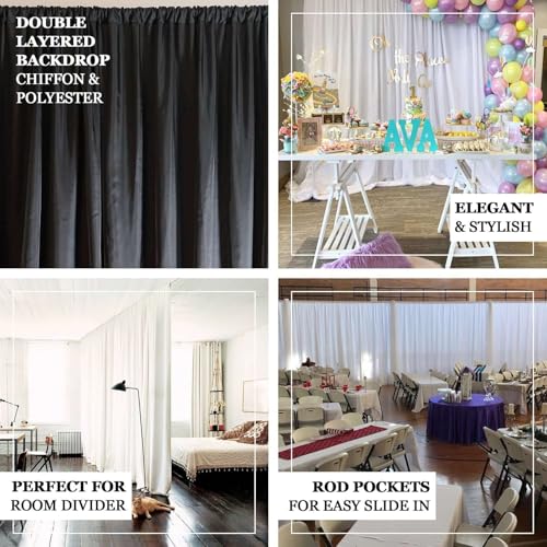 Efavormart 20ftx10ft White Dual Layered Chiffon Polyester Room Divider, Backdrop Curtain with Rod Pocket - color: White, size: 120"W x 240"L (Pack of 1)