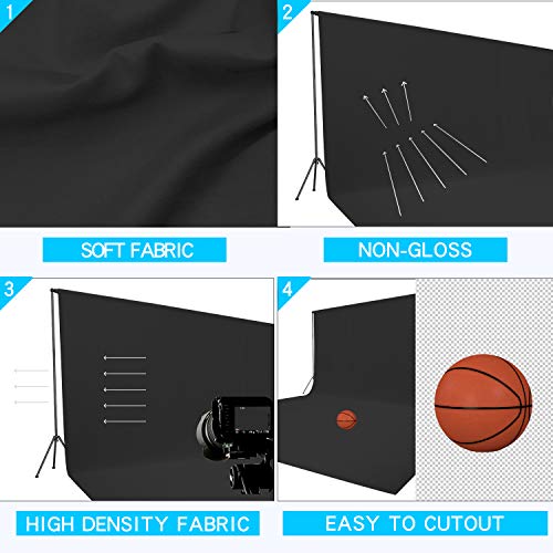 ISSUNTEX 10X16 ft Background Muslin Backdrop, Photo Studio, Collapsible High Density Screen for Video Photography and Television-Black - color: Black, size: 10X16 ft