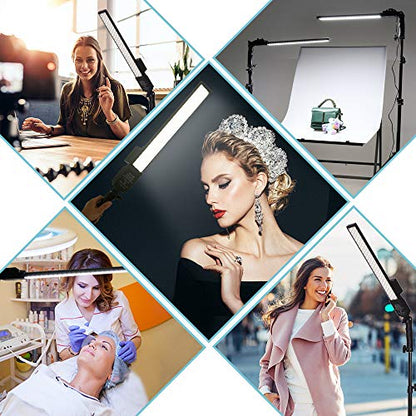 LED Video Light Battery Powered Photography Light Portable Handheld Wand,Dimmable 2800-5500K Photo Studio Light Kit with NP-550 Li-ion Battery and Stand for Portrait, YouTube,Outdoor Video - size: Lighting kit+NP-F550 battery