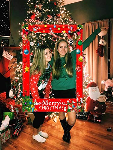 LaVenty Set of 35 Christmas Photo Booth Props Christmas Photo Props Christma Photo Frame Christma Party Supplies