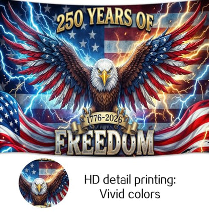 8 x 6 ft American 250th Years of Freedom Backdrop, 4th of July Eagle Flag Photography Background, 1776-2026 USA 250th Anniversary Patriotic Independence Day Party Banner Photo Booth Studio Props - color: Multi3, size: 8x6ft