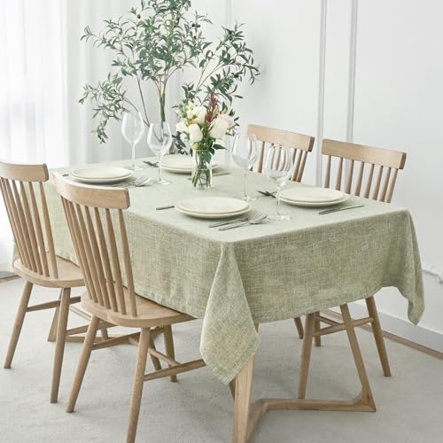 maxmill Flaxy Faux Linen Table Cloth with 2-Tone Slubby Texture Wrinkle Resistant Anti-Shrink Soft Tablecloth for Kitchen Dining Tabletop for Buffet Banquet Parties Rectangle 52 x 70 Inch Sage - color: Flaxy Sage, size: 70" x 52" (Rectangular)