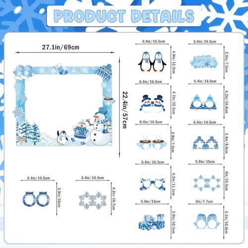 Winter Wonderland Photo Booth Props - Winter Wonderland Party Favors Winter Party Decorations Snowman Photo Booth Props for Christmas Holiday Baby Shower Birthday Supplies