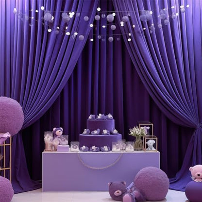 Purple Backdrop Curtains 4 Panels - Wrinkle-Free Polyester Photography Drapes for Baby Shower & Birthday Party - 16 X 10FT - color: Purple, size: W4' x H10'(4 panels)