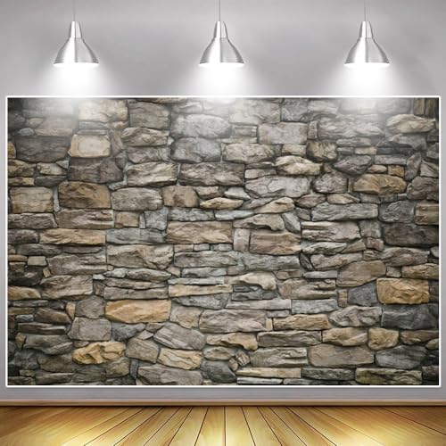 Stone Brick Wall Photography Backdrop Stone Backsplash Brick Wallpaper Background Baby Adult Family Artistic Portrait Photo Video Shooting Studio Props 10X8FT