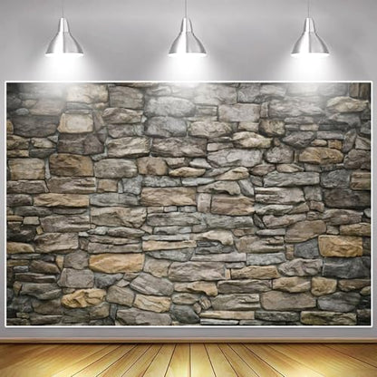 Stone Brick Wall Photography Backdrop Stone Backsplash Brick Wallpaper Background Baby Adult Family Artistic Portrait Photo Video Shooting Studio Props 10X8FT