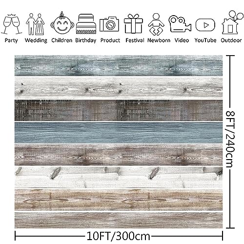 10x8ft Wooden Large Backdrop Rustic Countryside Wood Wall Backdrops Brown White Blue Vintage Wooden Photography Background for Party Baby Shower Photo Shoot Cake Smash Wedding Birthday Backdrop - color: Blue, size: 10x8ft