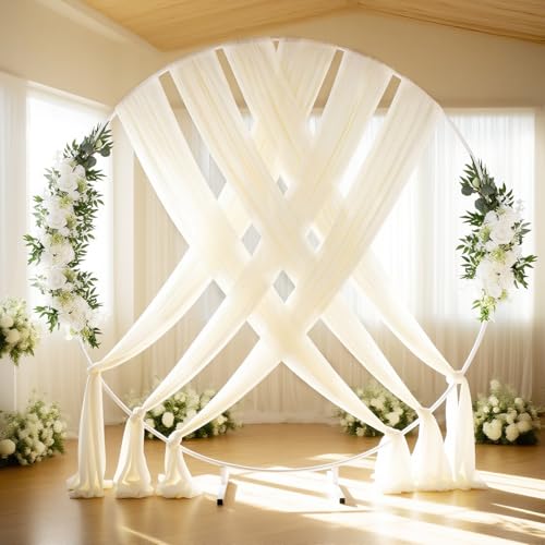 6 Panels Wedding Arch Fabric Drape Ivory 6 Yards Sheer Backdrop Curtain Chiffon Fabric for Wedding Party Ceiling Reception Decoration - color: Ivory, size: 6 Yards 6 Panels