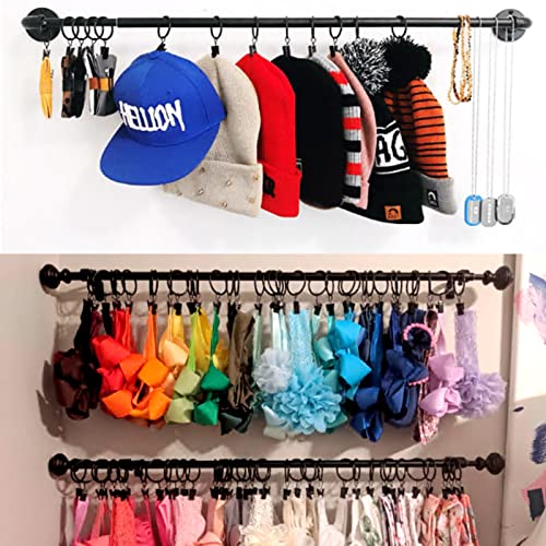 WeeksEight 40 Pack Black Curtain Rings with Clips, Curtain Hooks Hangers Clip Rings for Hanging Drapes Bows Hat, Drapery Rings 1.26 in I D, Fits up to 1 in Diameter Curtain Rod. - color: Black, size: 1.26" I D Set of 40