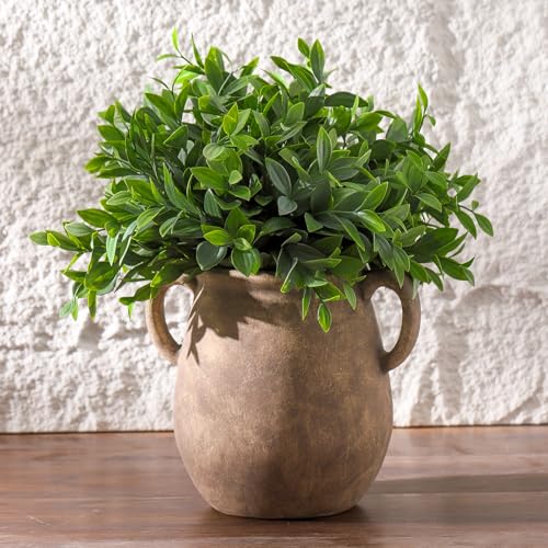 Mitt&Ditt Ceramic Flower Vase Home Decor - Table Vases Farmhouse Rustic Vintage Style for Living Room Kitchen Dining Desk Shelf Office Coffee Fireplace House Decorations Gifts (Retro, 7.1") - color: Retro-7.1"