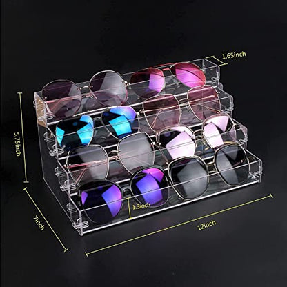 Sunglasses Organizer Countertop Stand, 4 Tier Sunglass Holder Display Rack, Nail Polish Organizer Acrylic Display Stand, Assembly Required - style: 4 Tier