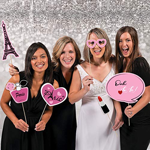 18PCS Booth Props Kit French Theme Photo Booth Props Favors for Birthday Wedding Baby Shower Party Decoration Supplies