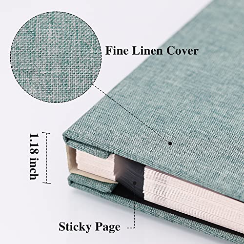Vienrose Large Photo Album Self Adhesive for 4x6 8x10 Pictures Linen Scrapbook Album DIY 60 Blank Pages with A Metallic Pen - color: Turquoise, size: 11"x10.6" 60Pages