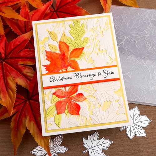 Briartw 3D Embossing Folder for Card Making Adding Textured Detail to Paper Crafting 6.3x4.5inch Clear Texture Plate Perfect for Heavyweight Cardstock (≥250gsm/92lb),Maple Leaf Texture Template - color: Maple Leaf