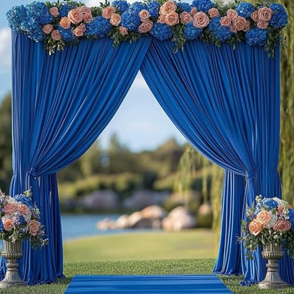 20ftx12ft Wrinkle Free Royal Blue Backdrop Curtain, 4 Panels 12FT Height Royal Blue Wedding Backdrop Drapes, Silky Polyester Back Drop Cloth for Birthday Photography Background Party Backdrop Draping - color: Royal blue, size: W5' x H12'(4 panels)